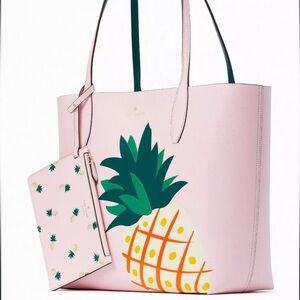 Kate Spade Colada Pineapple Graphic Large Tote Bag Pink Multi